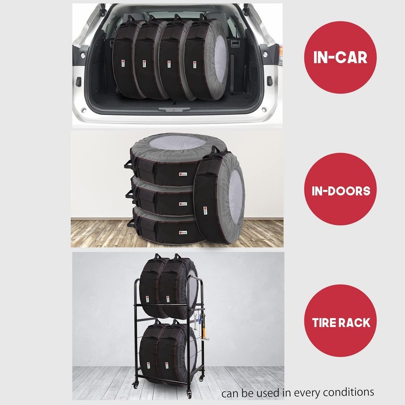 Rosefray Seasonal Tire Totes, Spare Tire Cover, Portable Winter Wheel, Handle for Easy Transportation, Fits Tires Tire Diameters 21” to 31.5”, Set of 4 Bags Gray - Image 5